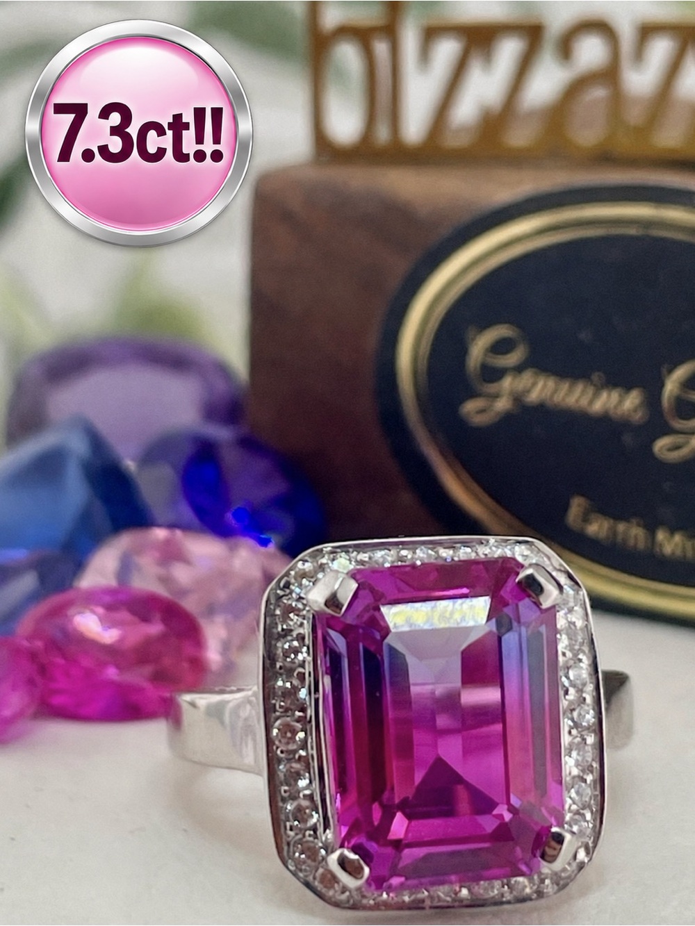 Parti-Sapphire Bi-color Purple Pink white Bi- Color multi-color silver 925 Ring